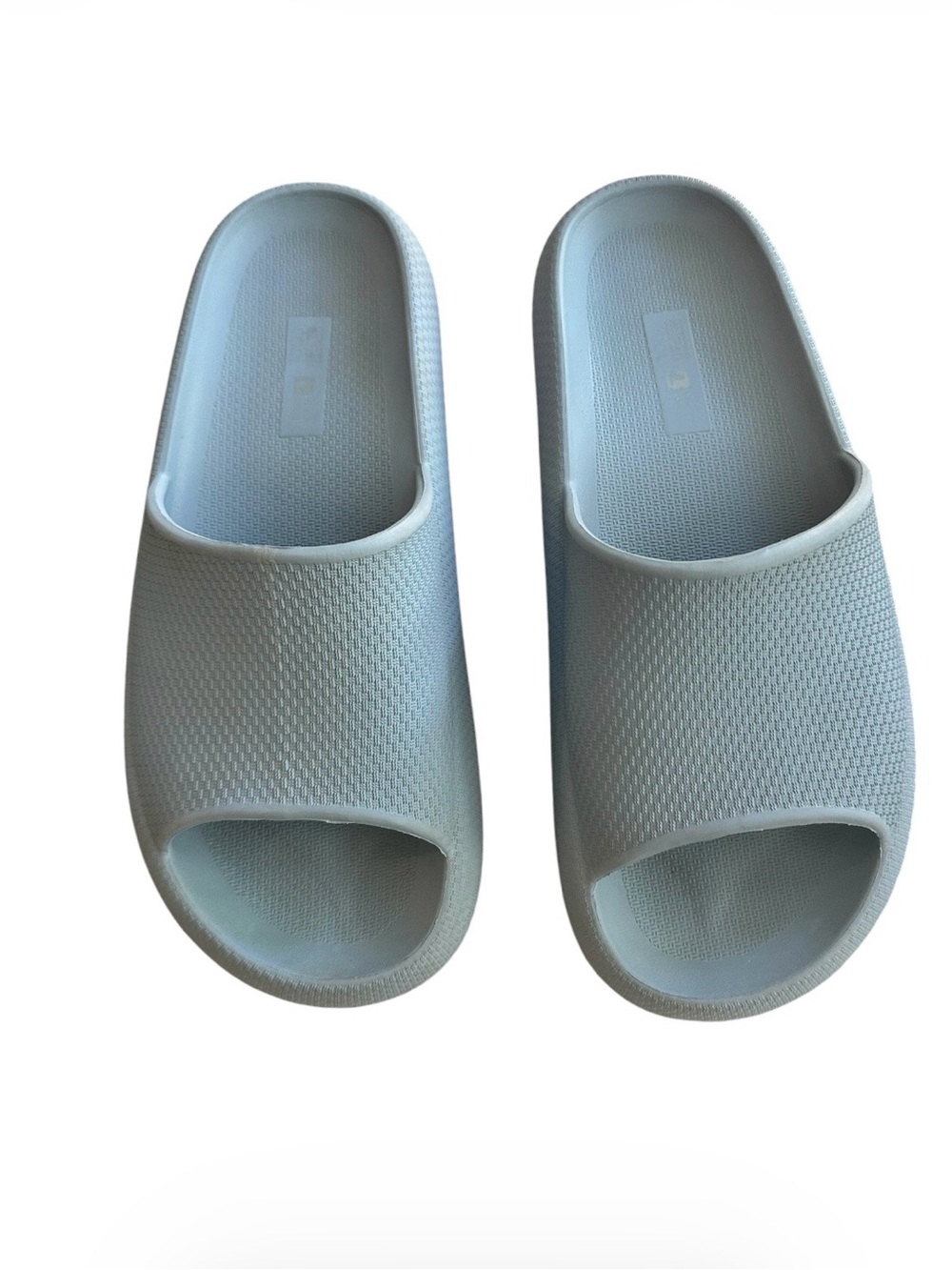 Light Blue Slide Sandals - Minimal Slip-On Slides, size L (W 9-10/ M 7.5-8.5)